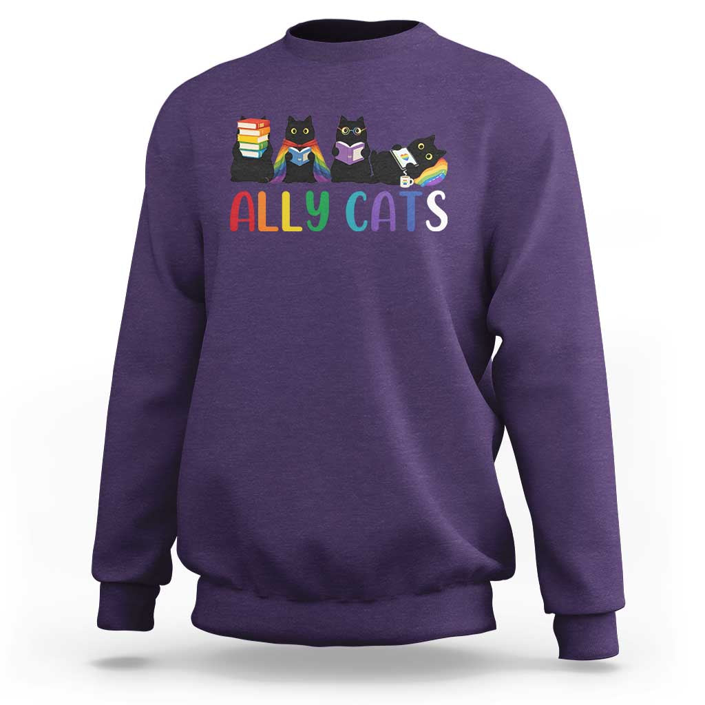 Rainbow Pride Ally Cats Sweatshirt LGBTQ Inclusion Cat Lover Gift