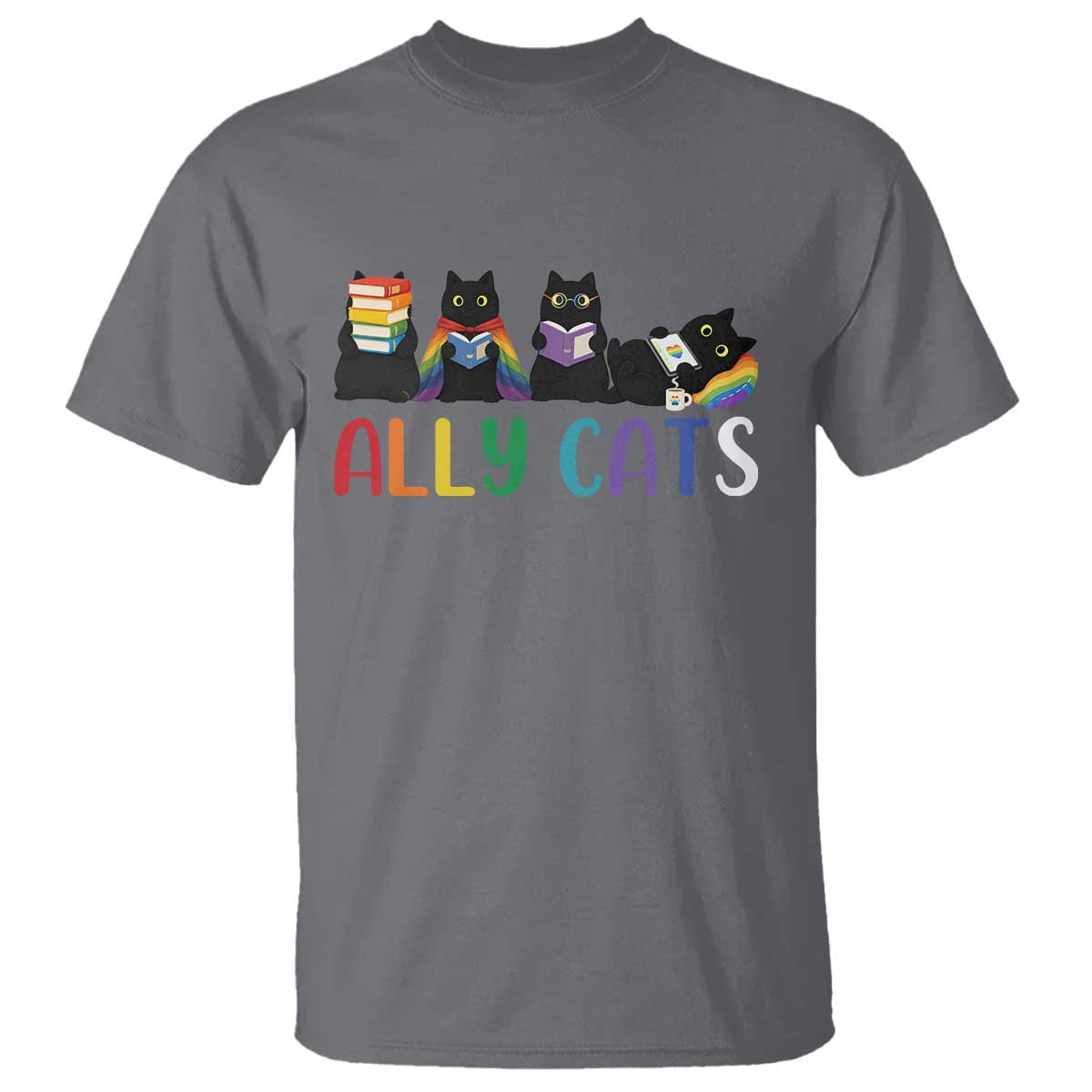 Rainbow Pride Ally Cats T Shirt LGBTQ Inclusion Cat Lover Gift