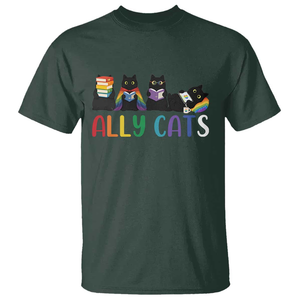 Rainbow Pride Ally Cats T Shirt LGBTQ Inclusion Cat Lover Gift