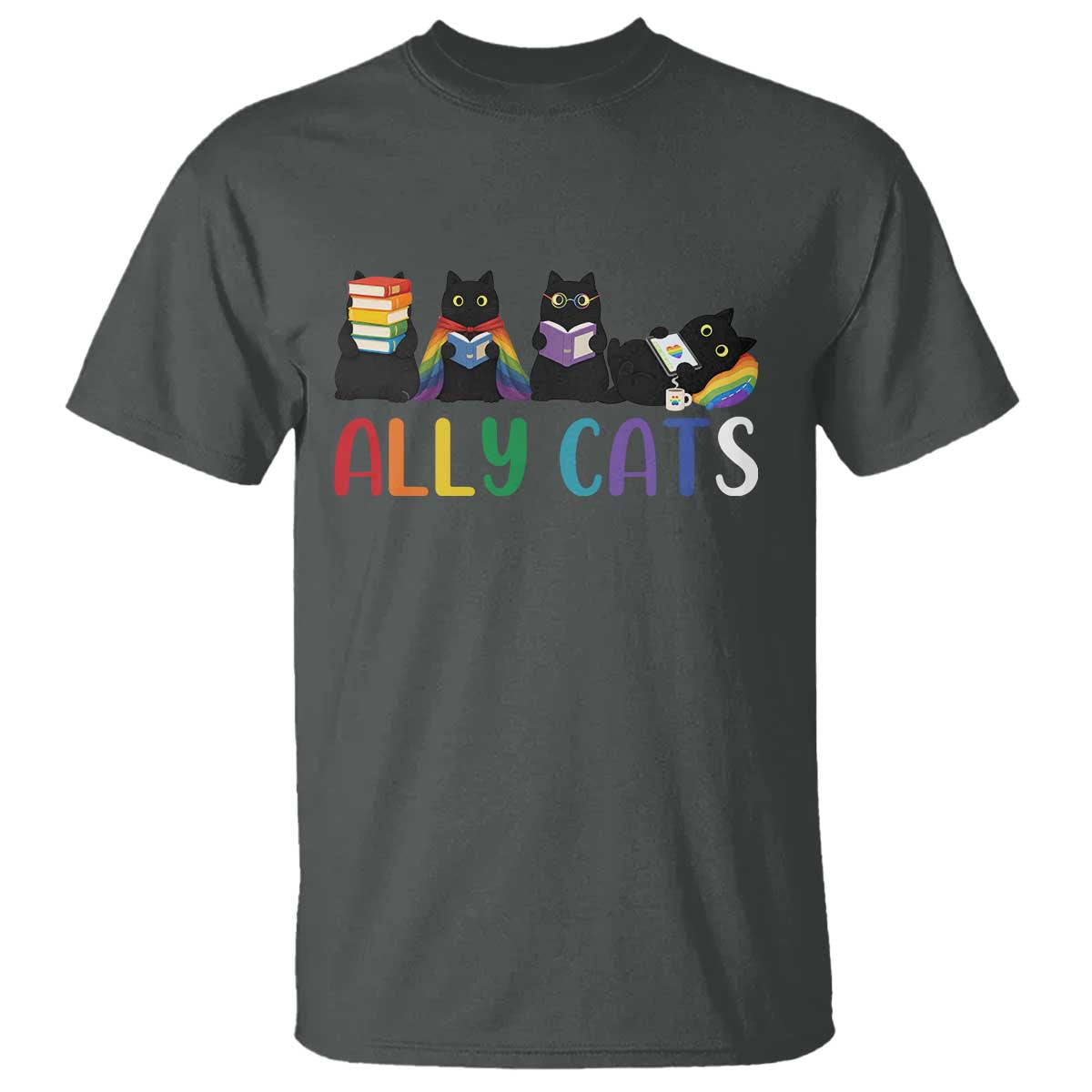 Rainbow Pride Ally Cats T Shirt LGBTQ Inclusion Cat Lover Gift