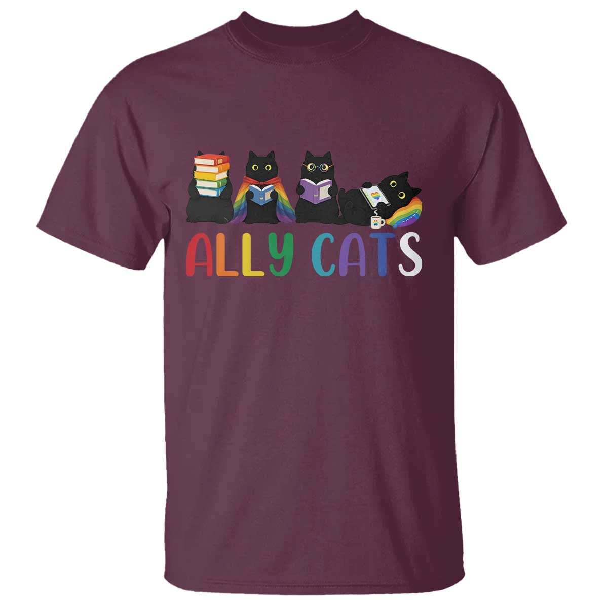 Rainbow Pride Ally Cats T Shirt LGBTQ Inclusion Cat Lover Gift