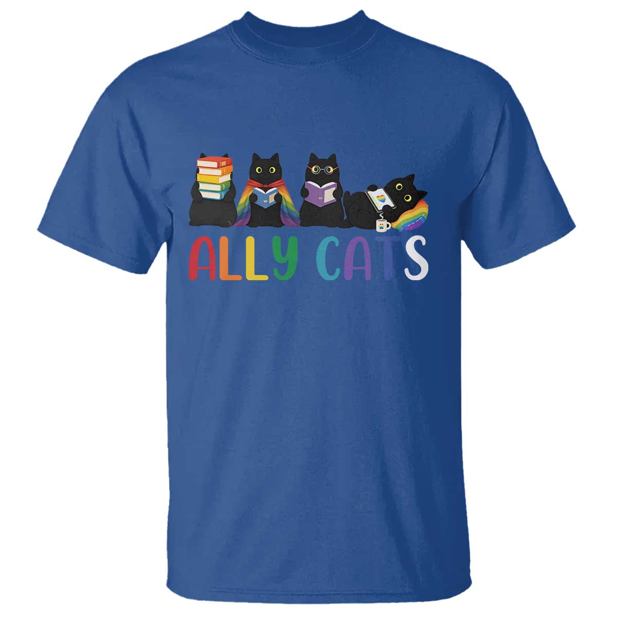 Rainbow Pride Ally Cats T Shirt LGBTQ Inclusion Cat Lover Gift
