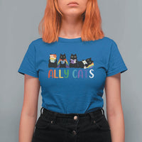 Rainbow Pride Ally Cats T Shirt For Women LGBTQ Inclusion Cat Lover Gift