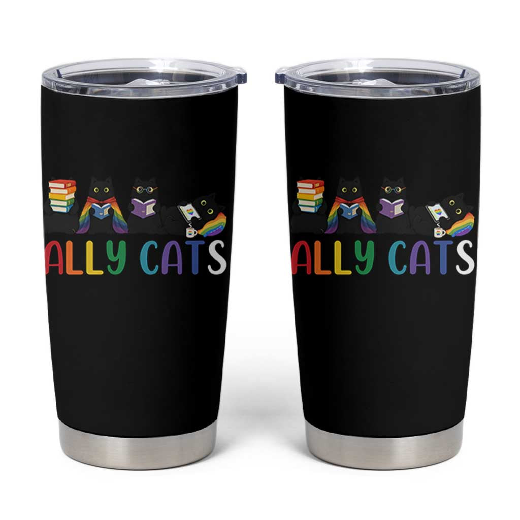 Rainbow Pride Ally Cats Tumbler Cup LGBTQ Inclusion Cat Lover Gift
