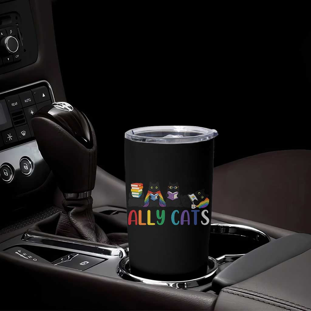 Rainbow Pride Ally Cats Tumbler Cup LGBTQ Inclusion Cat Lover Gift
