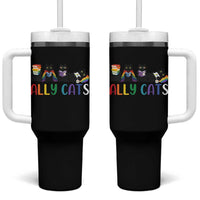 Rainbow Pride Ally Cats Tumbler With Handle LGBTQ Inclusion Cat Lover Gift