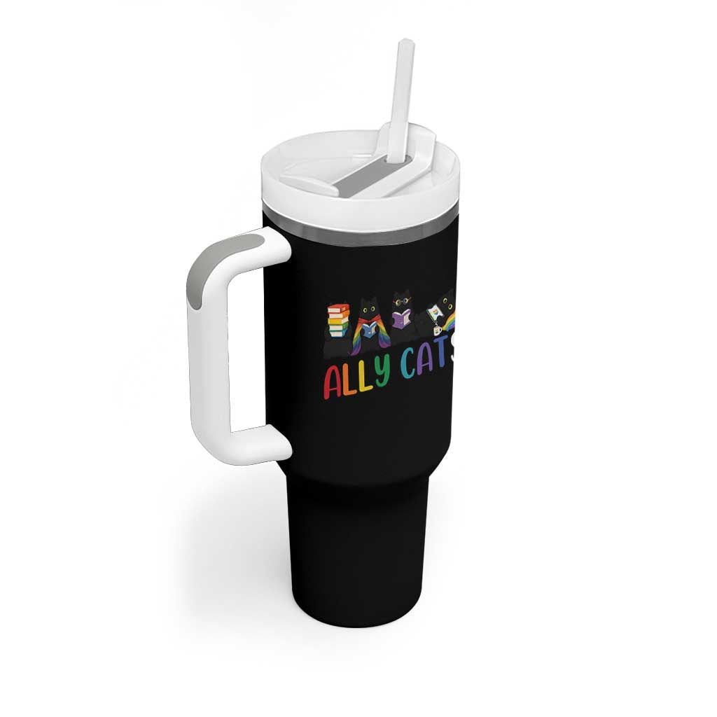 Rainbow Pride Ally Cats Tumbler With Handle LGBTQ Inclusion Cat Lover Gift