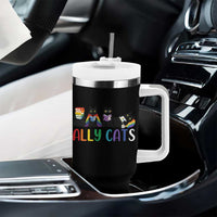 Rainbow Pride Ally Cats Tumbler With Handle LGBTQ Inclusion Cat Lover Gift