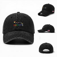 Rainbow Pride Ally Cats Washed Cotton Baseball Cap LGBTQ Inclusion Cat Lover Gift
