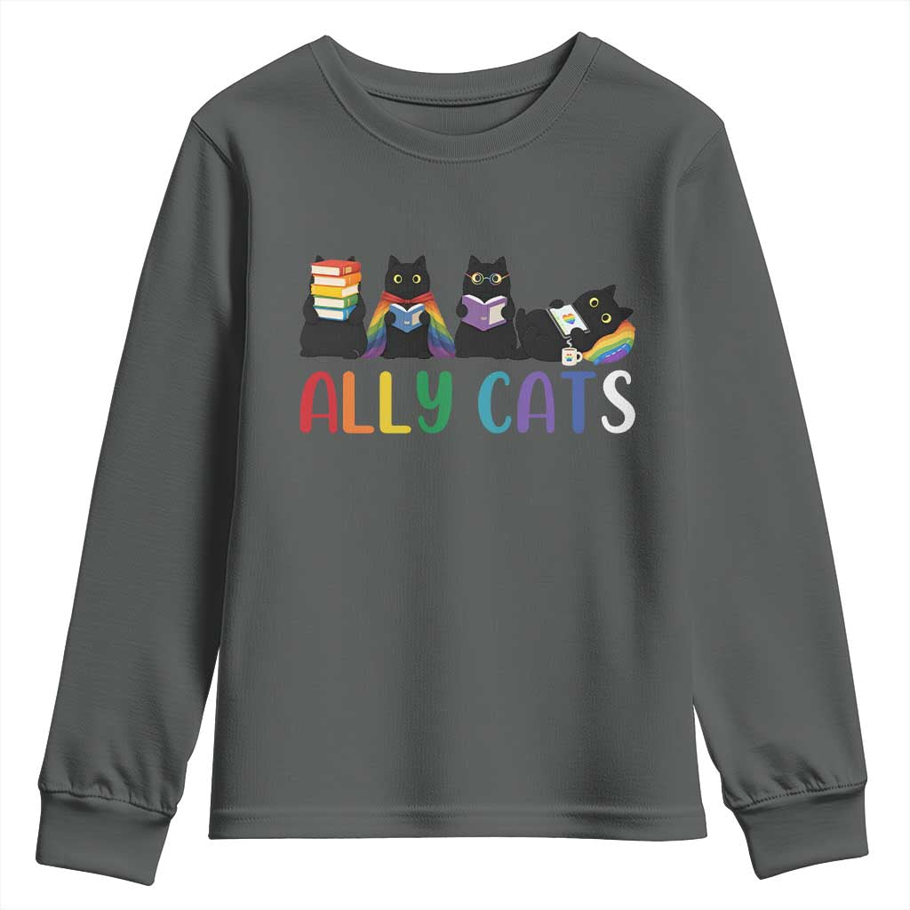 Rainbow Pride Ally Cats Youth Sweatshirt LGBTQ Inclusion Cat Lover Gift