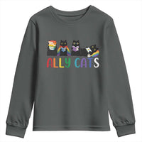 Rainbow Pride Ally Cats Youth Sweatshirt LGBTQ Inclusion Cat Lover Gift