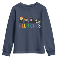 Rainbow Pride Ally Cats Youth Sweatshirt LGBTQ Inclusion Cat Lover Gift