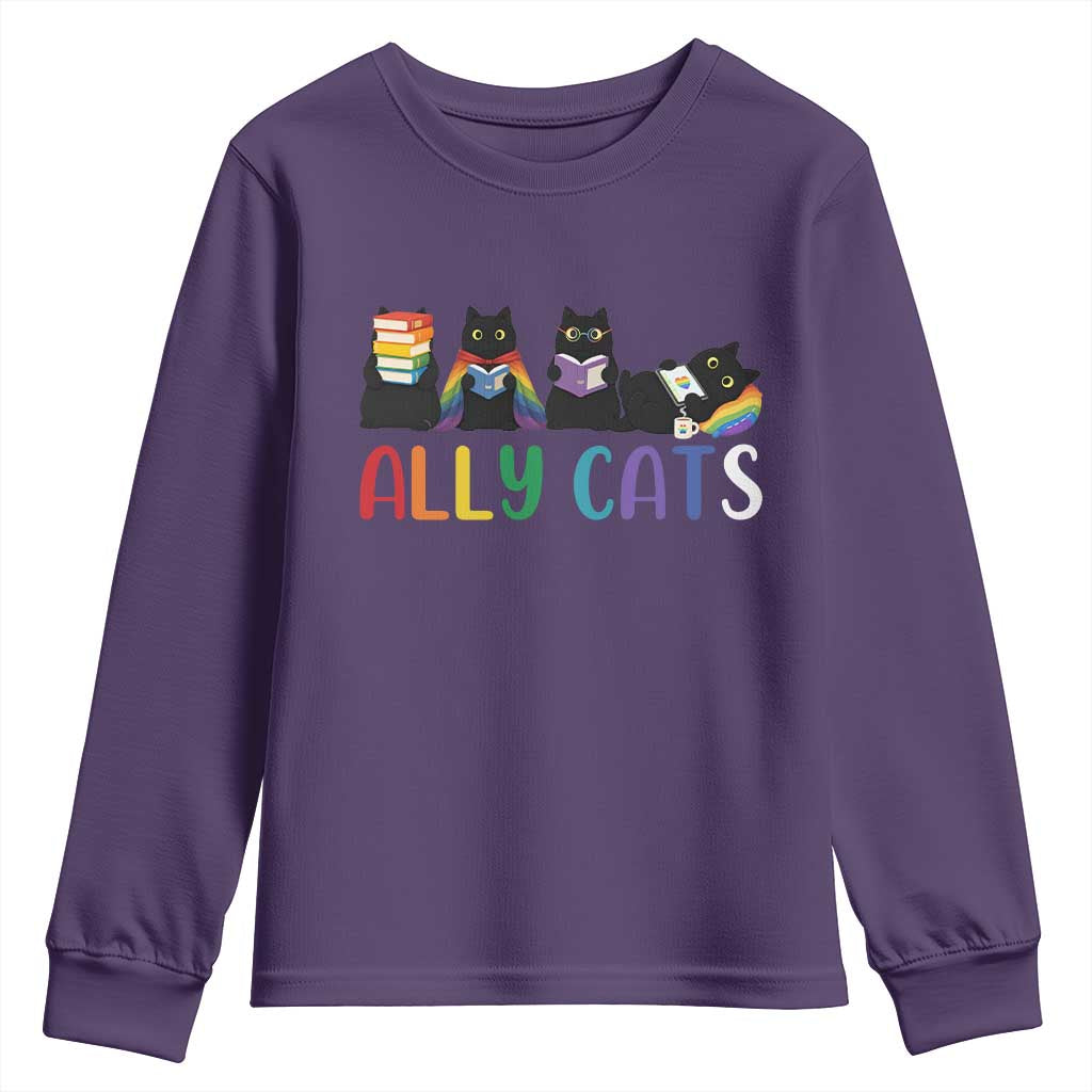Rainbow Pride Ally Cats Youth Sweatshirt LGBTQ Inclusion Cat Lover Gift