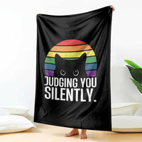 Rainbow Black Cat LGBT Pride Throw Blanket Judging You Silently