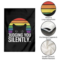 Rainbow Black Cat LGBT Pride Garden Flag Judging You Silently