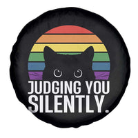 Rainbow Black Cat LGBT Pride Spare Tire Cover Judging You Silently