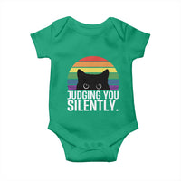Rainbow Black Cat LGBT Pride Baby Onesie Judging You Silently