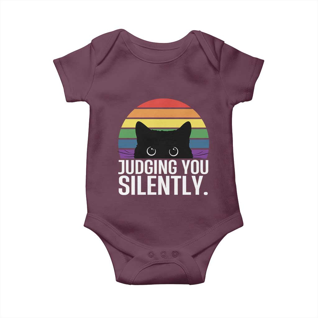 Rainbow Black Cat LGBT Pride Baby Onesie Judging You Silently