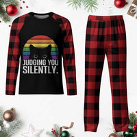 Rainbow Black Cat LGBT Pride Plaid Pajama Set Judging You Silently