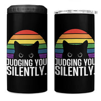 Rainbow Black Cat LGBT Pride 4 in 1 Can Cooler Tumbler Judging You Silently