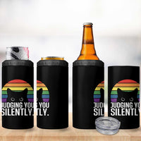 Rainbow Black Cat LGBT Pride 4 in 1 Can Cooler Tumbler Judging You Silently