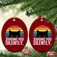Rainbow Black Cat LGBT Pride Ceramic Ornament Judging You Silently