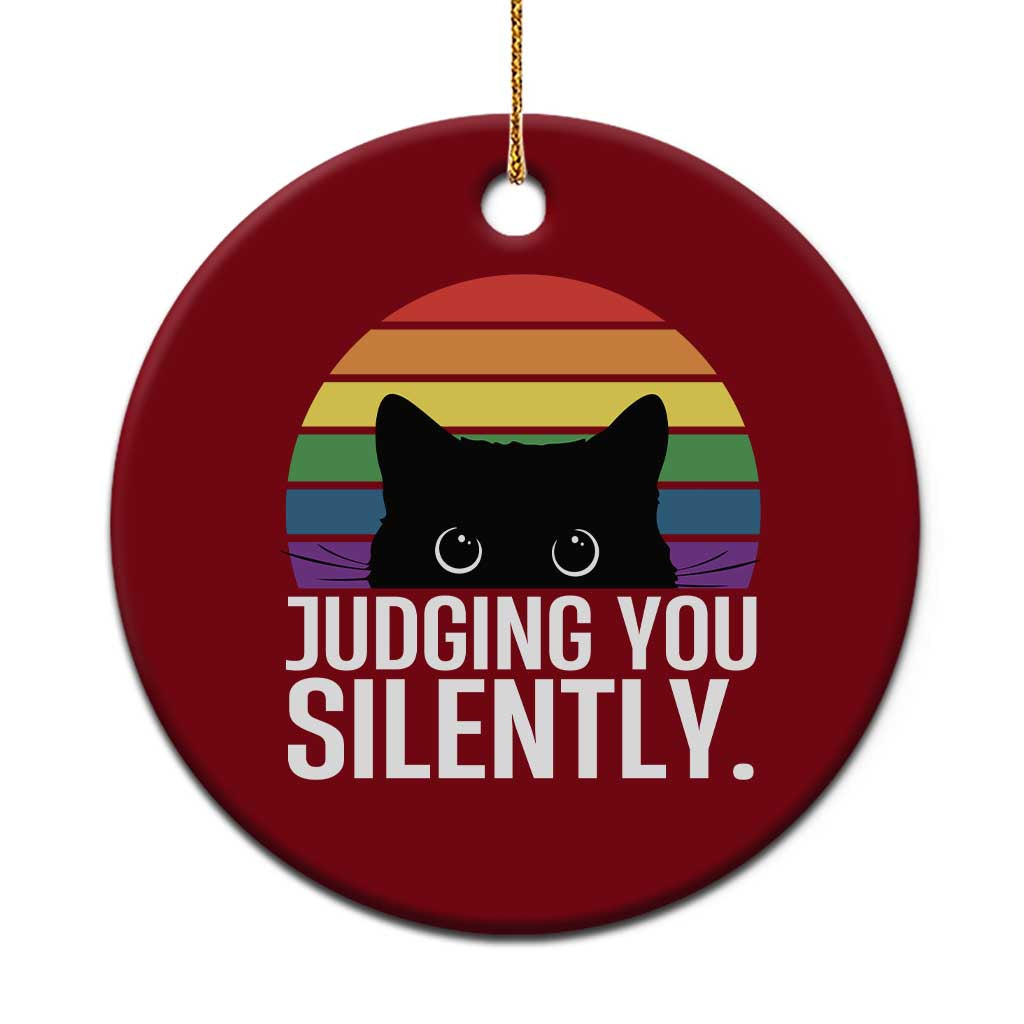 Rainbow Black Cat LGBT Pride Ceramic Ornament Judging You Silently