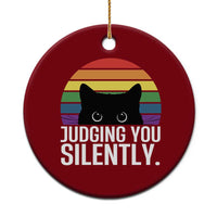 Rainbow Black Cat LGBT Pride Ceramic Ornament Judging You Silently