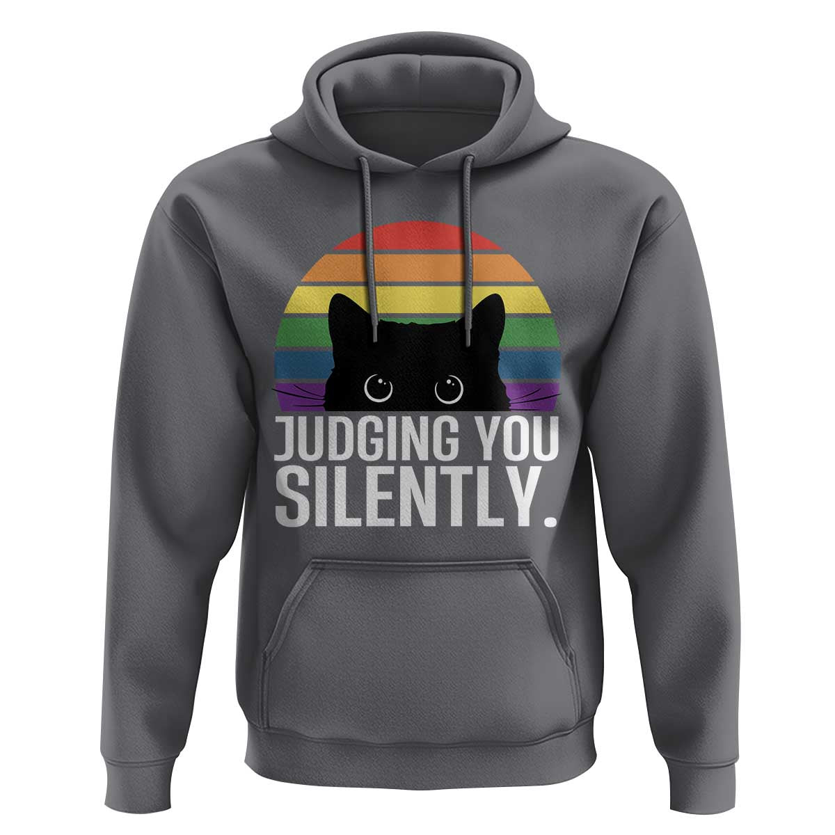 Rainbow Black Cat LGBT Pride Hoodie Judging You Silently