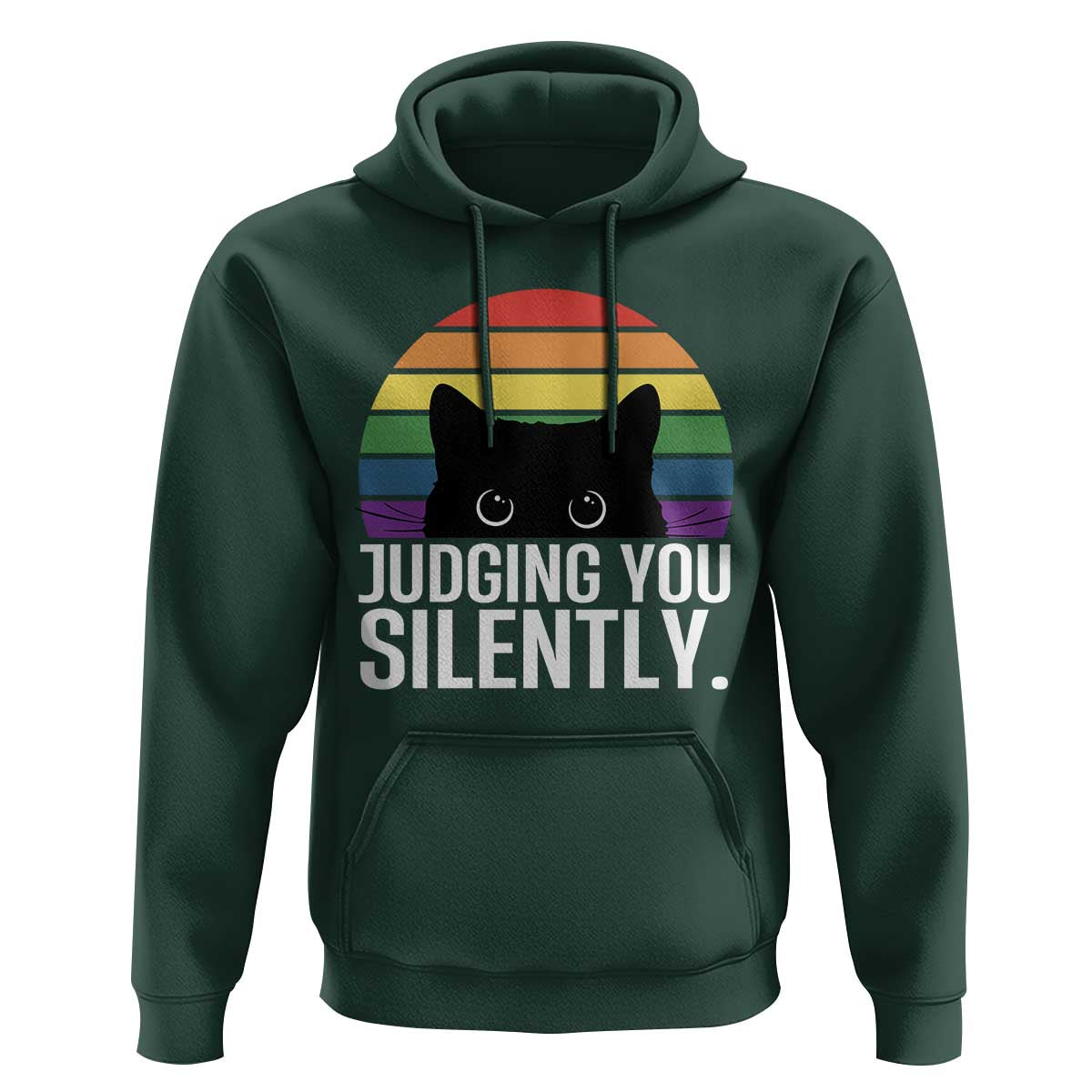 Rainbow Black Cat LGBT Pride Hoodie Judging You Silently
