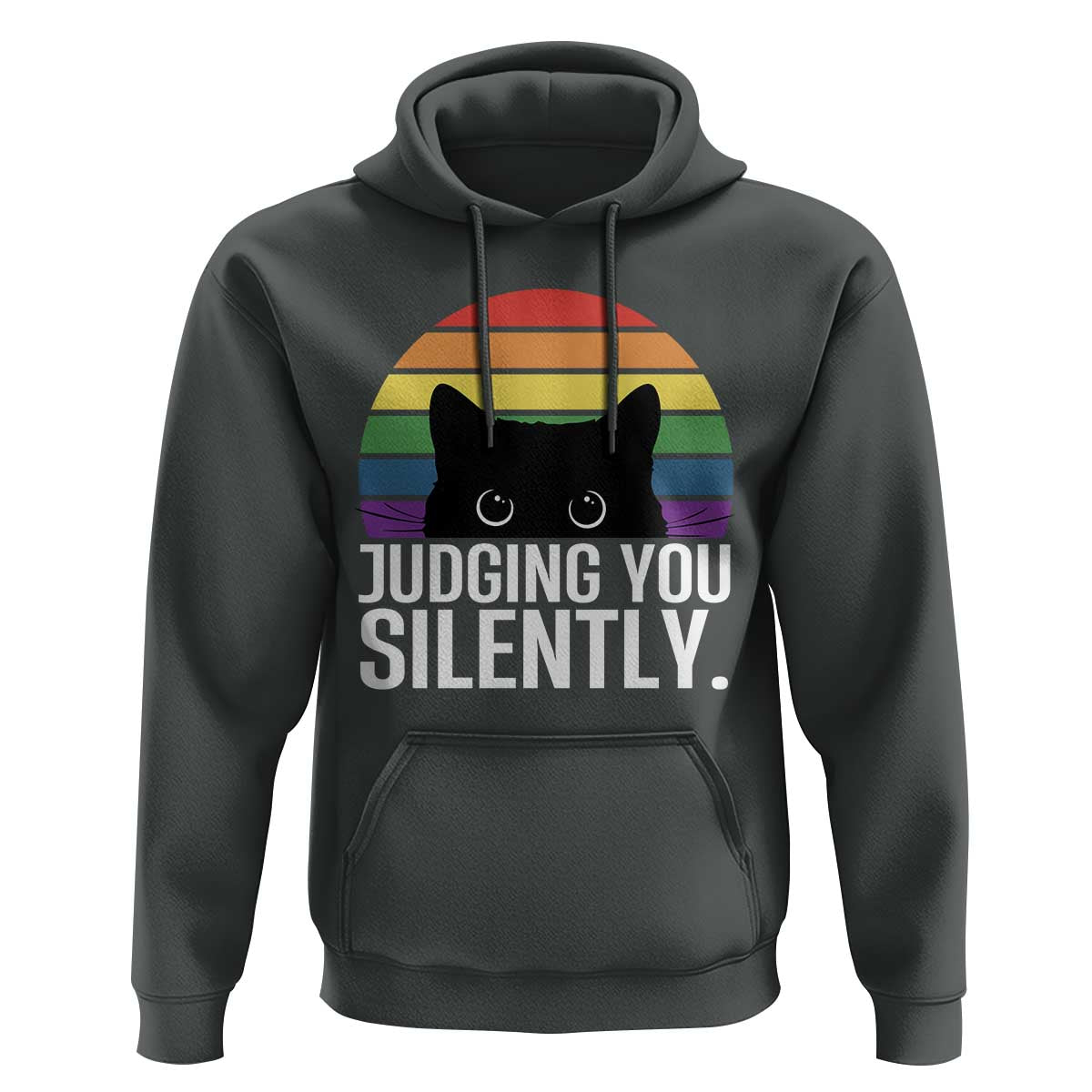 Rainbow Black Cat LGBT Pride Hoodie Judging You Silently
