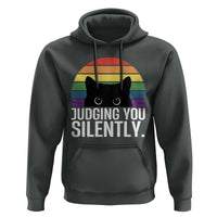 Rainbow Black Cat LGBT Pride Hoodie Judging You Silently