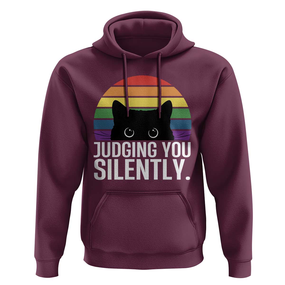 Rainbow Black Cat LGBT Pride Hoodie Judging You Silently