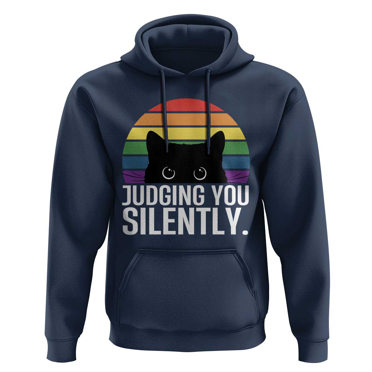Rainbow Black Cat LGBT Pride Hoodie Judging You Silently