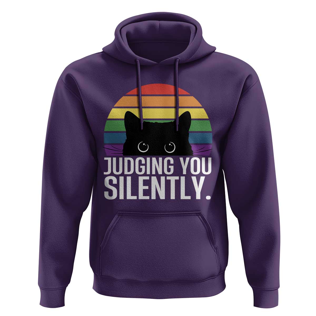 Rainbow Black Cat LGBT Pride Hoodie Judging You Silently