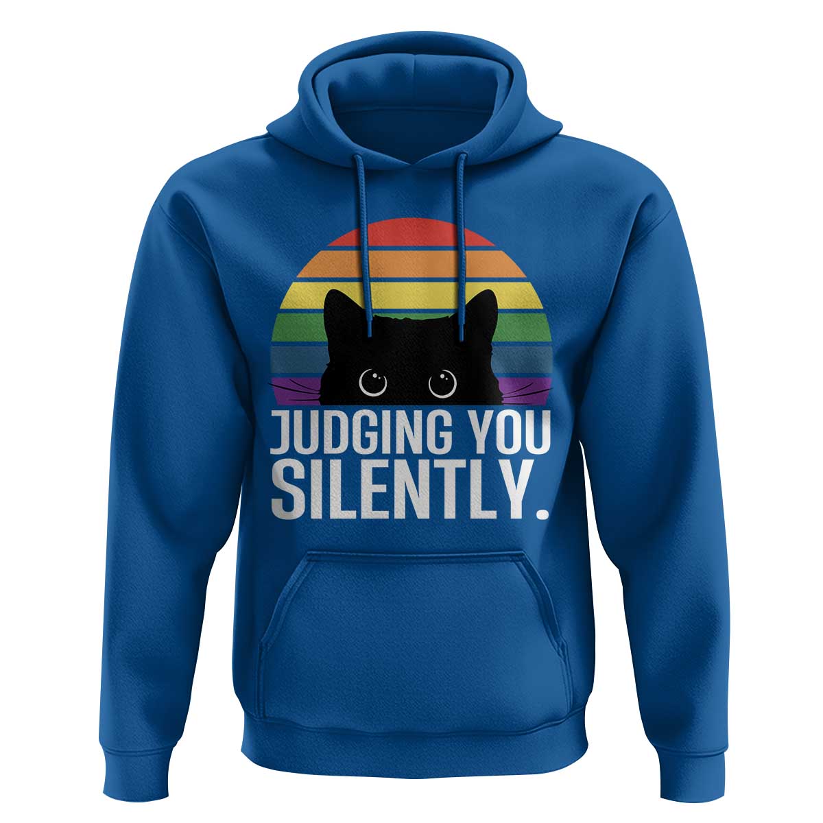 Rainbow Black Cat LGBT Pride Hoodie Judging You Silently