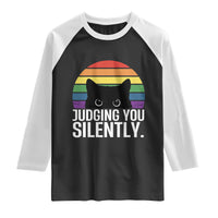 Rainbow Black Cat LGBT Pride Raglan Shirt Judging You Silently