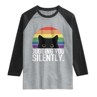 Rainbow Black Cat LGBT Pride Raglan Shirt Judging You Silently