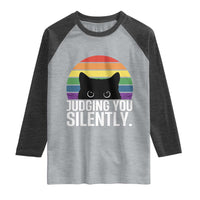 Rainbow Black Cat LGBT Pride Raglan Shirt Judging You Silently