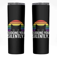 Rainbow Black Cat LGBT Pride Skinny Tumbler Judging You Silently