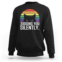Rainbow Black Cat LGBT Pride Sweatshirt Judging You Silently