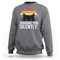 Rainbow Black Cat LGBT Pride Sweatshirt Judging You Silently