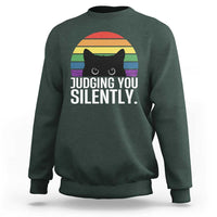 Rainbow Black Cat LGBT Pride Sweatshirt Judging You Silently