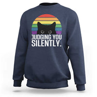 Rainbow Black Cat LGBT Pride Sweatshirt Judging You Silently