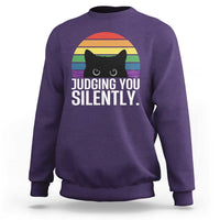 Rainbow Black Cat LGBT Pride Sweatshirt Judging You Silently