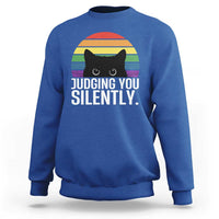 Rainbow Black Cat LGBT Pride Sweatshirt Judging You Silently