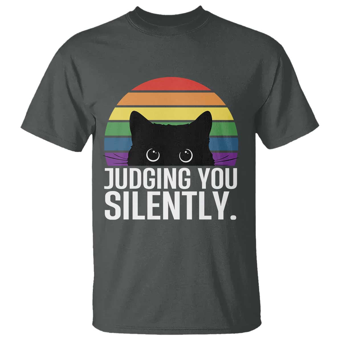 Rainbow Black Cat LGBT Pride T Shirt Judging You Silently