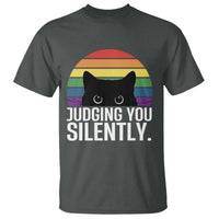 Rainbow Black Cat LGBT Pride T Shirt Judging You Silently