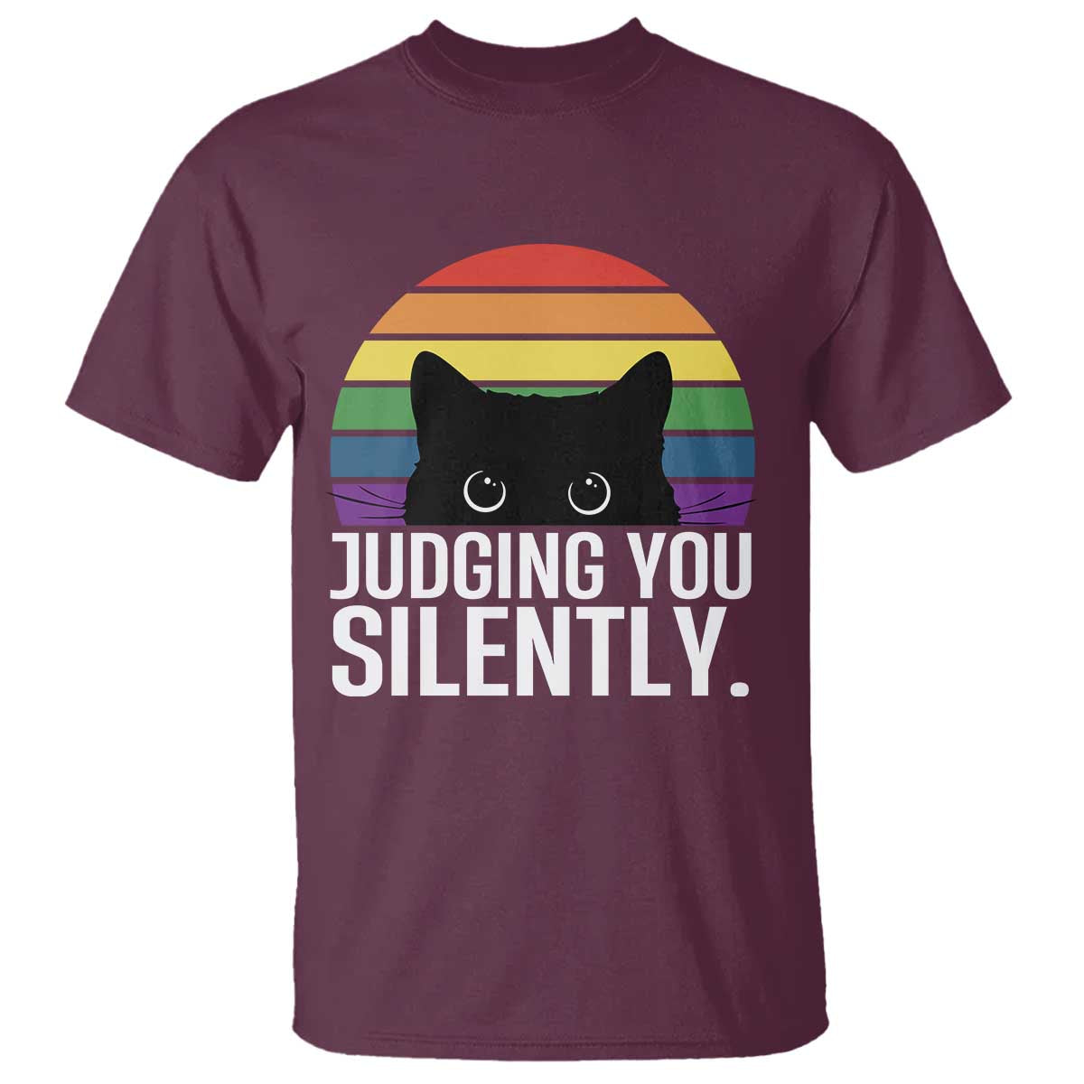 Rainbow Black Cat LGBT Pride T Shirt Judging You Silently