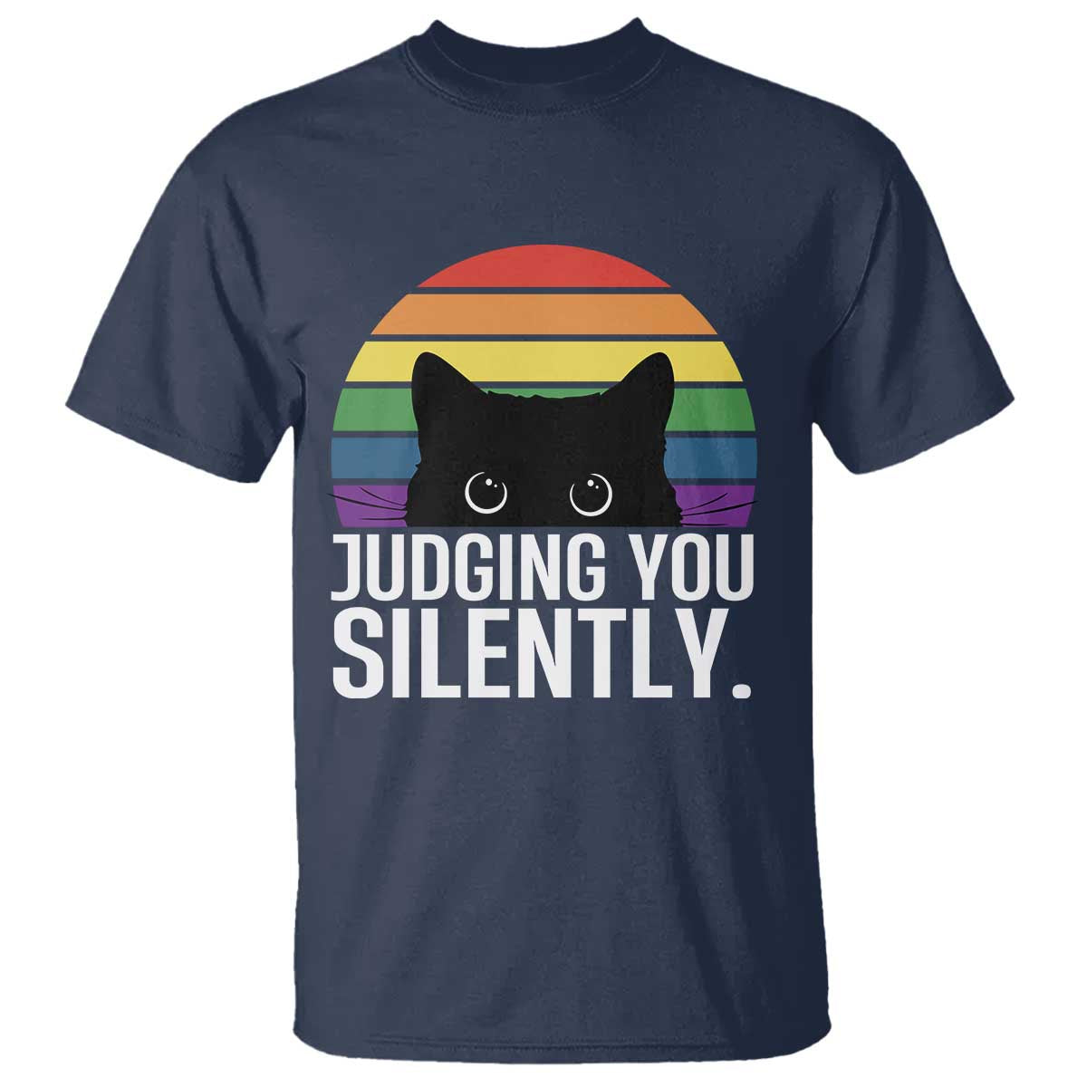 Rainbow Black Cat LGBT Pride T Shirt Judging You Silently